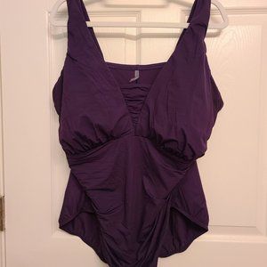 Lands End Grecian Tummy Control One-piece Swimsuit Size 24